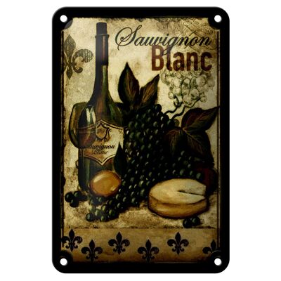 Cartel de chapa artístico, decoración de vino Sauvignon Blanc, naturaleza muerta, 12x18cm