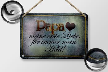 Plaque en étain disant 18x12cm Papa mon héros ma décoration d'amour 2