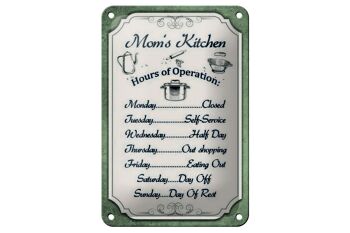 Panneau en étain indiquant les heures d'ouverture de la cuisine de maman, 12x18cm, décoration 1