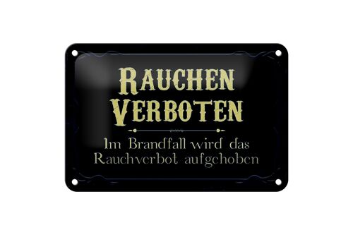 Blechschild Hinweis 18x12cm Rauchen verboten Im Brandfall Dekoration