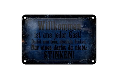 Blechschild Spruch 18x12cm Willkommen ist uns jeder Gast Dekoration