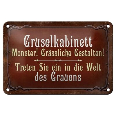 Blechschild Spruch 18x12cm Gruselkabinett treten Sie ein Dekoration