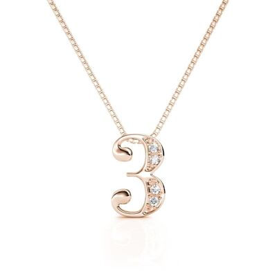 Number 3 Pendants - Rose Gold and Crystal I MYC-Paris.com