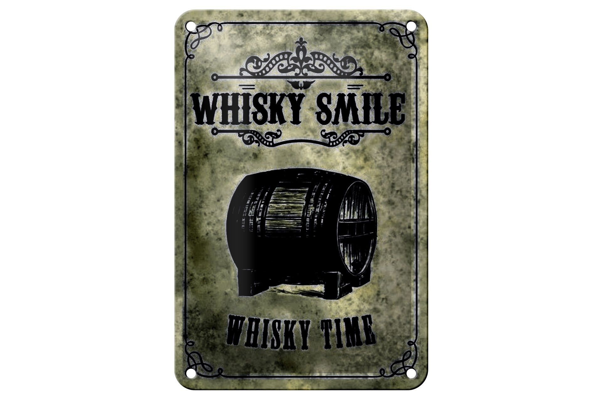 Targa in metallo Alcool 12x18 cm Whiskey Smile Whiskey Time Decorazione