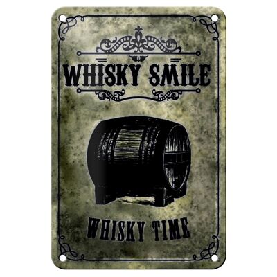 Cartel de chapa con Alcohol, 12x18cm, whisky, sonrisa, decoración del tiempo del whisky