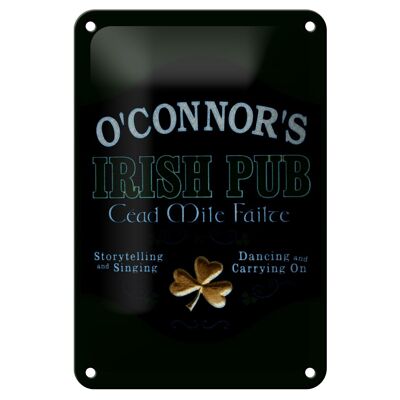 Targa in metallo con scritta "O'Connor`s Irish Pub" decorazione danzante 12x18 cm