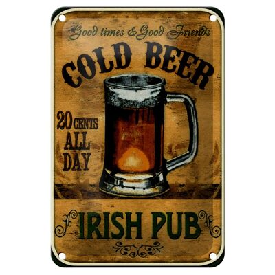 Blechschild Bier 12x18cm Irish Pub gold beer good times Dekoration