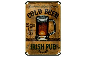 Signe en étain bière 12x18cm, pub irlandais, bière dorée, décoration des bons moments 1