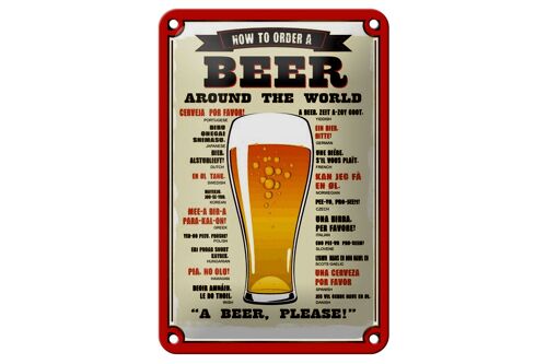 Blechschild Bier 12x18cm Beer around the world beer please Dekoration