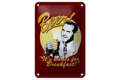 Blechschild Bier 12x18cm Beer it´s whats for Breakfast Dekoration