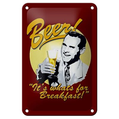 Blechschild Bier 12x18cm Beer it´s whats for Breakfast Dekoration