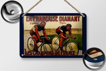 Plaque tôle rétro 18x12cm vélo la française décoration diamant 2