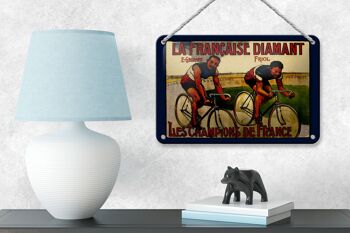 Plaque tôle rétro 18x12cm vélo la française décoration diamant 4