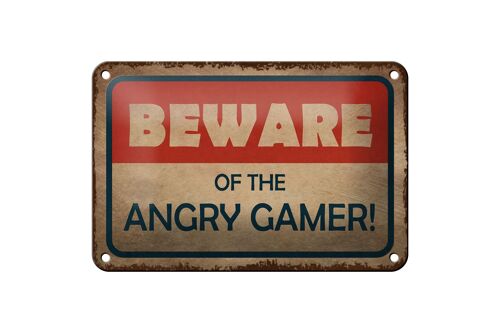 Blechschild Hinweis 18x12cm beware of the angry gamer Dekoration