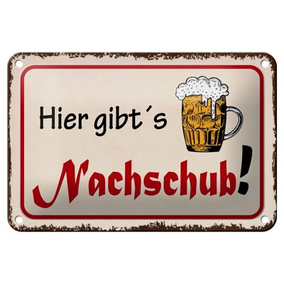 Metal sign beer 18x12cm here's a refill decoration