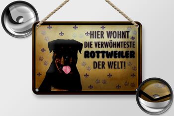 Plaque en étain disant 18x12cm, décoration chien le Rottweiler vit ici 2