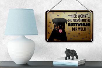 Plaque en étain disant 18x12cm, décoration chien le Rottweiler vit ici 4