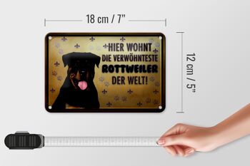 Plaque en étain disant 18x12cm, décoration chien le Rottweiler vit ici 5