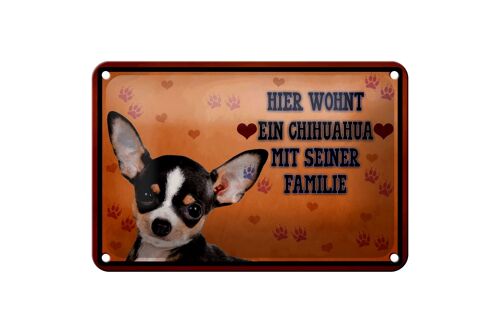 Blechschild Spruch 18x12cm Hund hier wohnt ein Chihuahua Dekoration