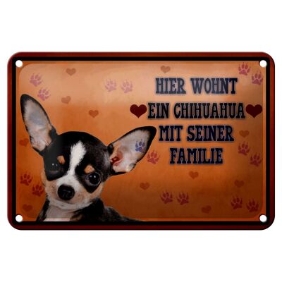 Tin sign saying 18x12cm dog here lives a Chihuahua decoration