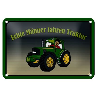 Panneau en étain indiquant que de vrais hommes conduisent un tracteur, 18x12cm, décoration