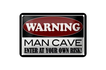 Plaque en tôle 18x12cm Attention Man Cave entrez dans votre décoration 1