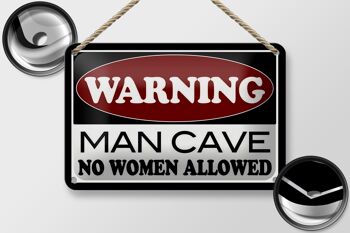 Signe en étain note 18x12cm, avertissement Man Cave, décoration sans femme 2