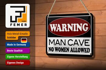 Signe en étain note 18x12cm, avertissement Man Cave, décoration sans femme 3