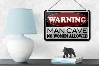 Signe en étain note 18x12cm, avertissement Man Cave, décoration sans femme 4