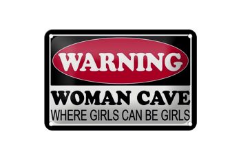 Panneau en étain 18x12cm, avertissement, grotte de femme où décoration de filles 1