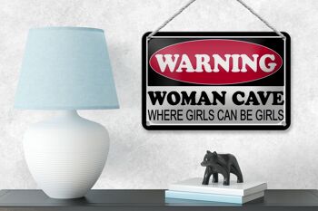Panneau en étain 18x12cm, avertissement, grotte de femme où décoration de filles 4