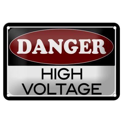 Metal sign notice 18x12cm Danger high voltage decoration