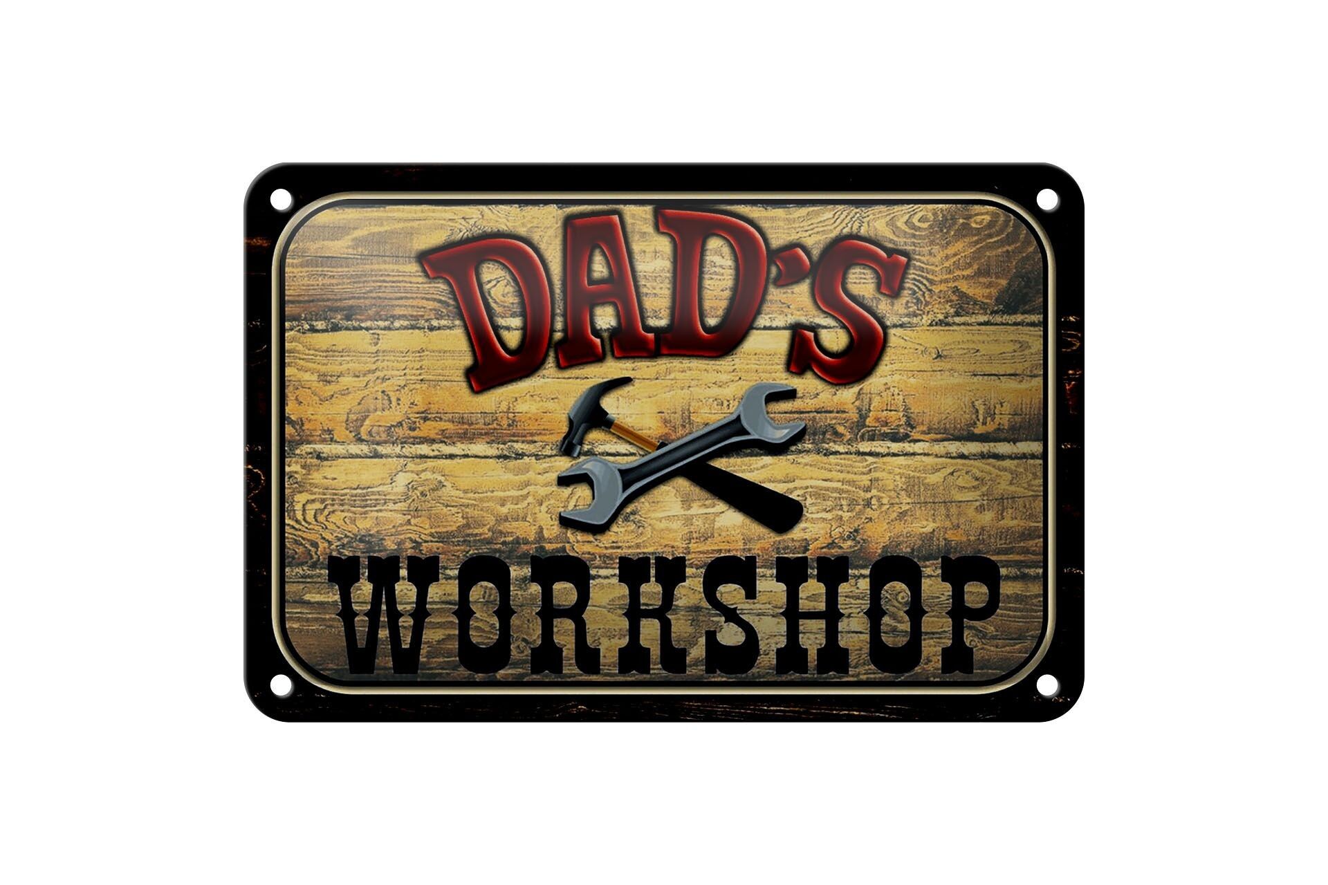 Targa in metallo nota 18x12 cm Attrezzo del laboratorio di papà decorazione in legno