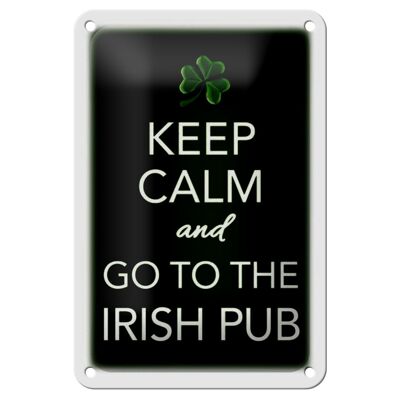 Cartel de chapa que dice 12x18cm Keep calm and go to Irish pub decoración