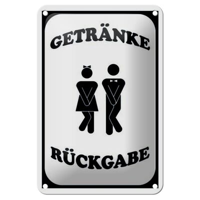 Metal sign notice 12x18cm drinks return toilet funny decoration