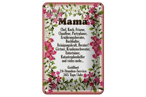 Blechschild Spruch 12x18cm Mama Chef Koch Friseur Blumen Dekoration