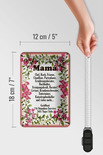 Panneau en étain avec inscription Mama Chef Cook, coiffeur, décoration florale, 12x18cm 5
