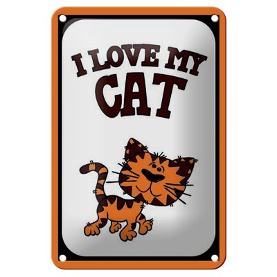 Tin sign saying 12x18cm cat i love my cat decoration