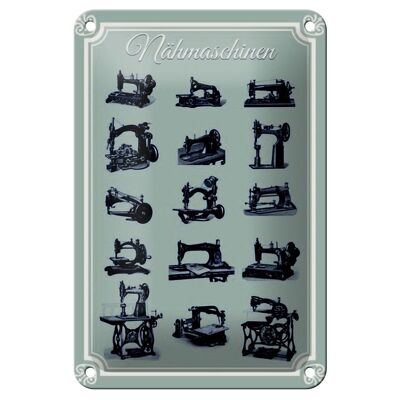 Cartel de chapa máquinas de coser 12x18cm diferentes tipos decoración