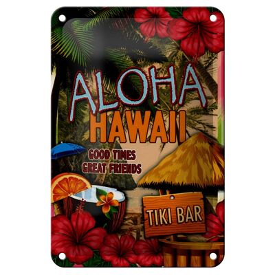 Cartel de chapa Hawaii 12x18cm Aloha Tiki Bar buenos tiempos gran decoración