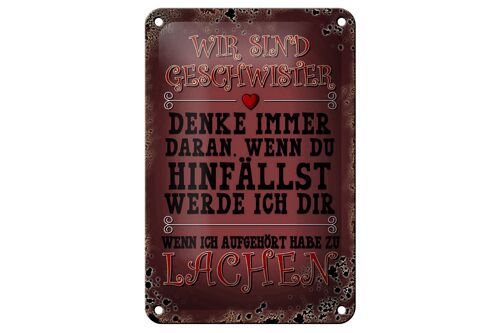 Blechschild Spruch 12x18cm wir Geschwister denke immer Dekoration