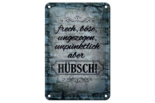 Blechschild Spruch 12x18cm frech böse ungezogen aber hübsch Dekoration