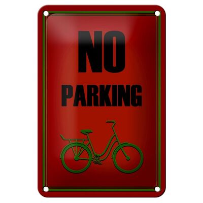 Cartel de chapa parking 12x18cm bicicleta sin aparcamiento decoración