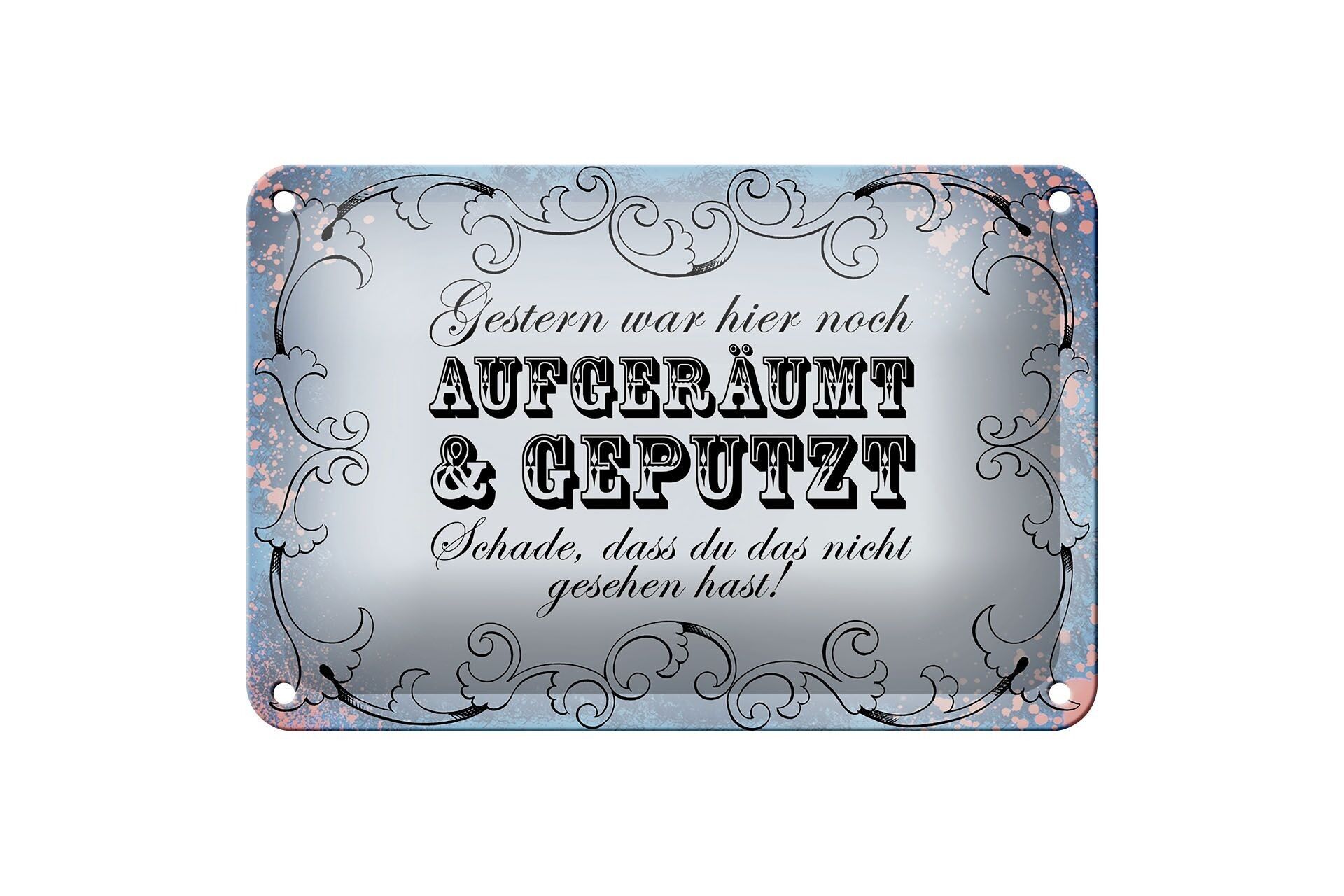 Targa in metallo con scritta 18x12 cm Ieri qui decorazione ordinata e pulita