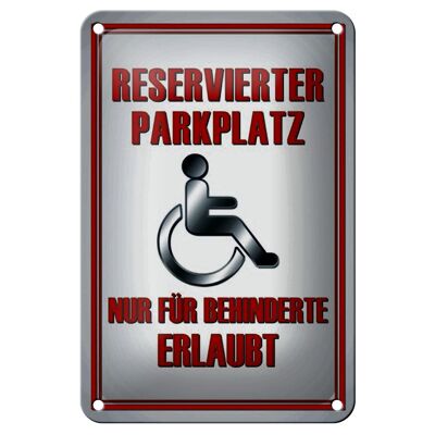 Cartel de chapa parking 12x18cm plaza de aparcamiento solo para decoración personas discapacitadas