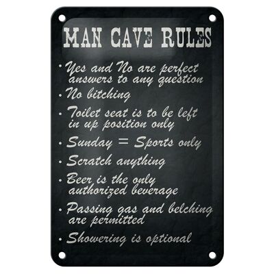 Targa in metallo con scritta 12x18 cm Man Cave Rules Men Rules Decorazione