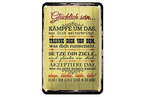 Blechschild Spruch 12x18cm Glücklich singe lächle liebe Dekoration