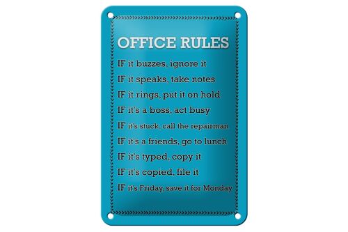Blechschild Spruch 12x18cm Office Rules Office Regeln Dekoration