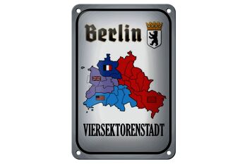 Panneau en étain disant 12x18cm, décoration de la ville de Berlin à quatre secteurs 1