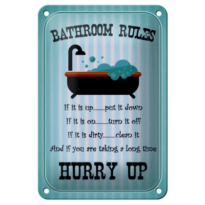 Blechschild Spruch 12x18cm Bathroom Rules if it is up put Dekoration